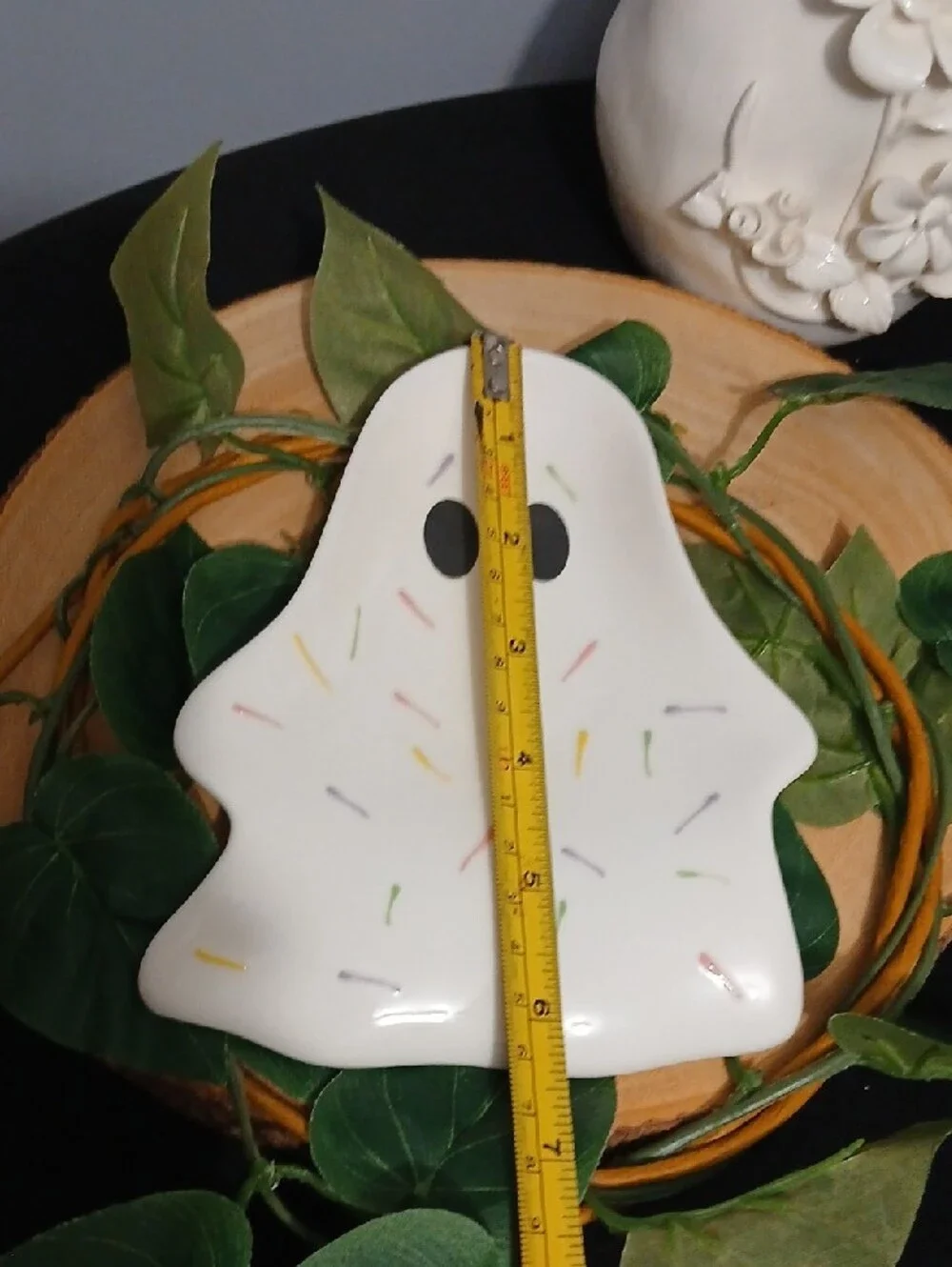 Cute White Ghost Trinket Dish with Pastel Sprinkles NWT